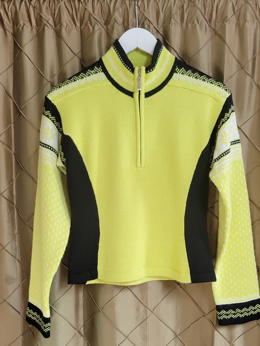 EUC- Vintage Obermeyer Quarter-Zip Wool Blend Cropped Ski Sweater
